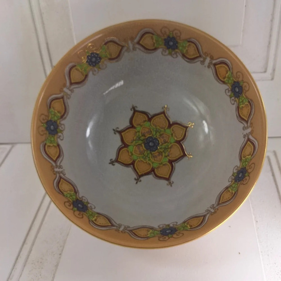 Large Asian Chinoiserie Style Decorative Crackle Bowl 10" - Picture 4 of 10